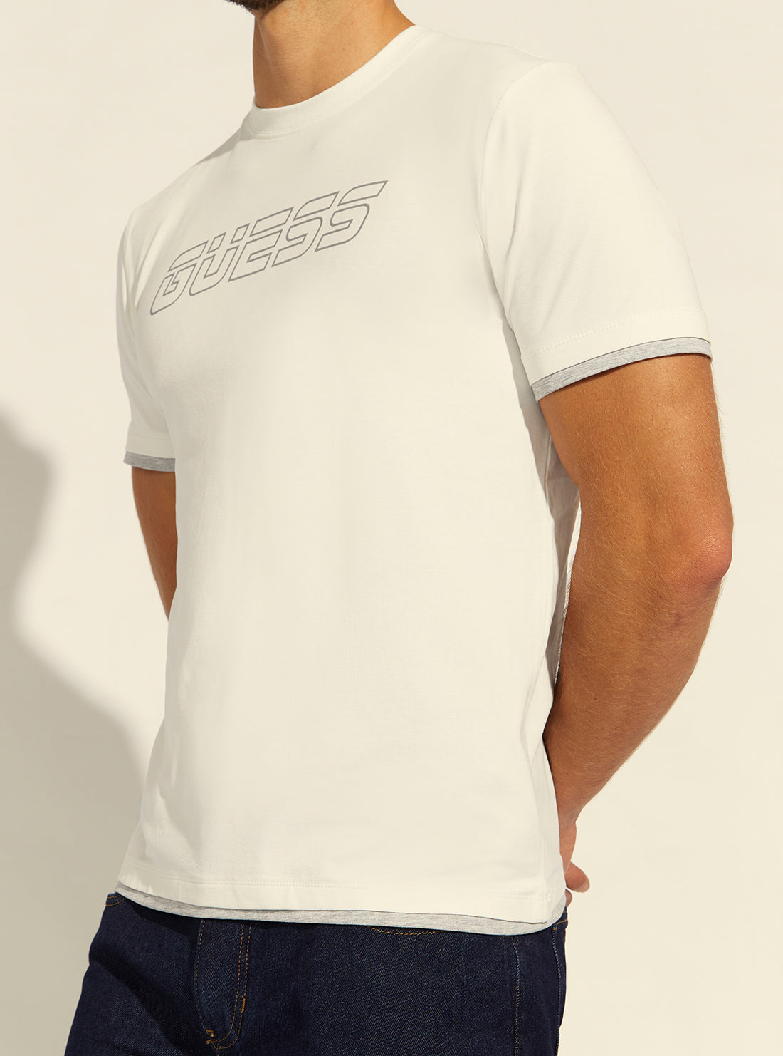 GUESS Mens  Eco White Nickolas Active Logo T-Shirt Z2RI01J1311 Detail View
