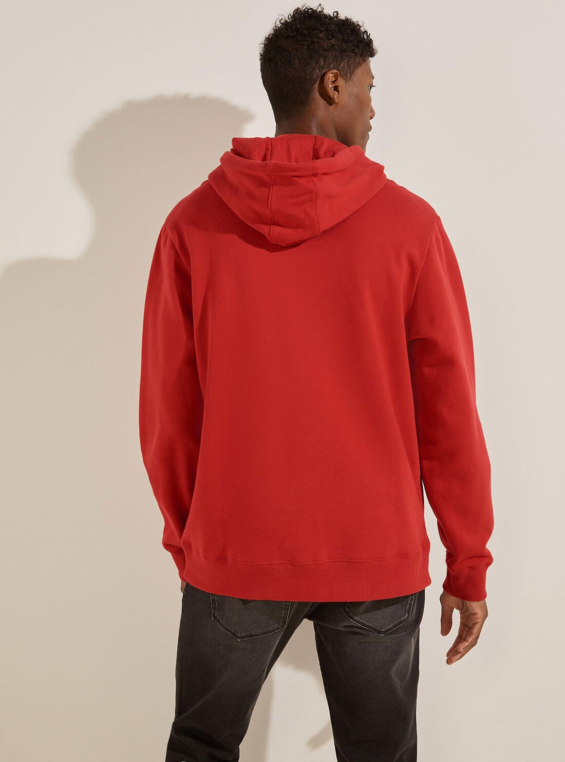 GUESS Mens Eco Red  Roy Embroidered Logo Hoodie M0GQ03R44Q7 Back View