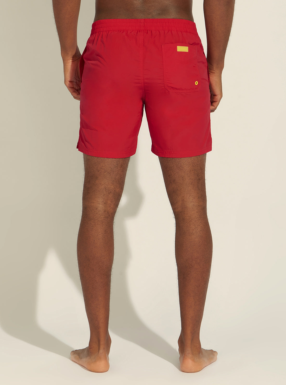 Red Nylon Woven Medium Swim Trunks