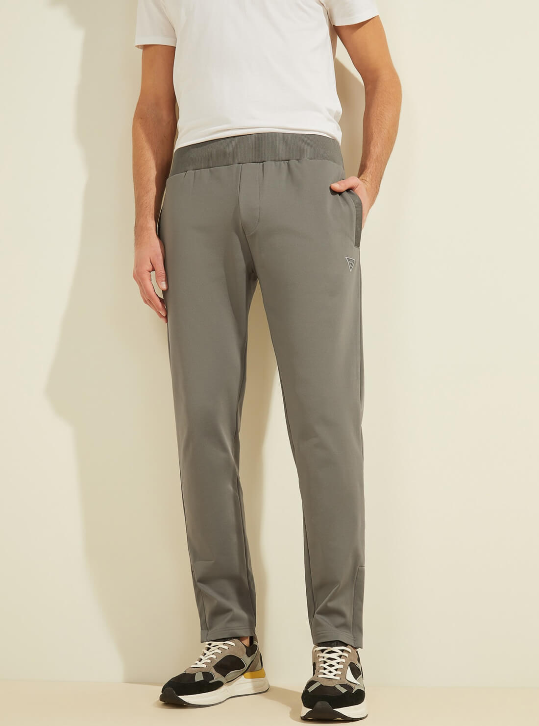 GUESS Mens Grey Teddy Active Trackpants Z2RB05KAYR0 Front View