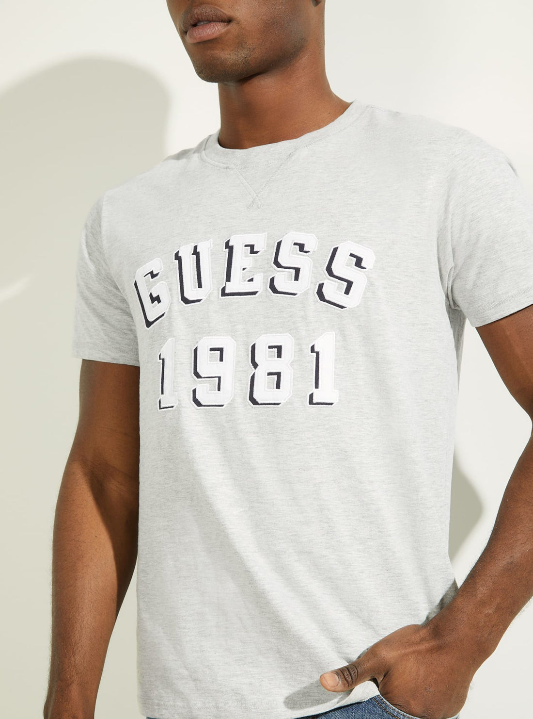 GUESS Mens Grey Academy Logo T-Shirt M2RI22KAZA0 Detail View