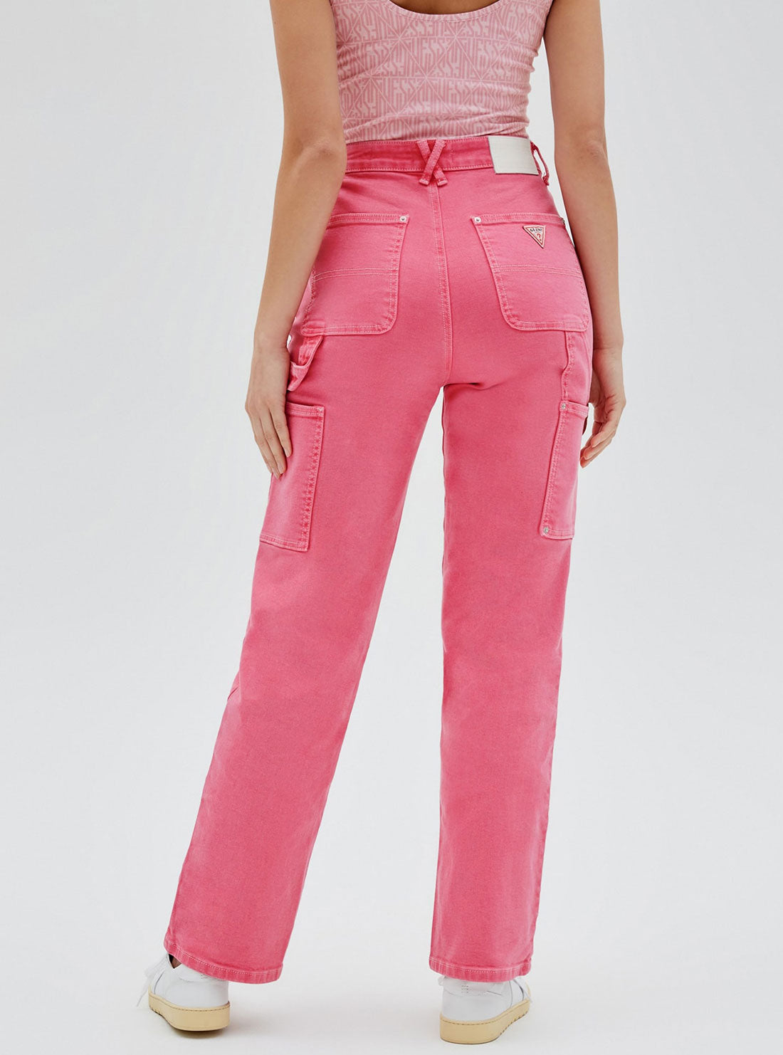 GUESS Womens Guess Originals Pink Rodeo Carpenter Pants W2GG10D4JQ2 Back View