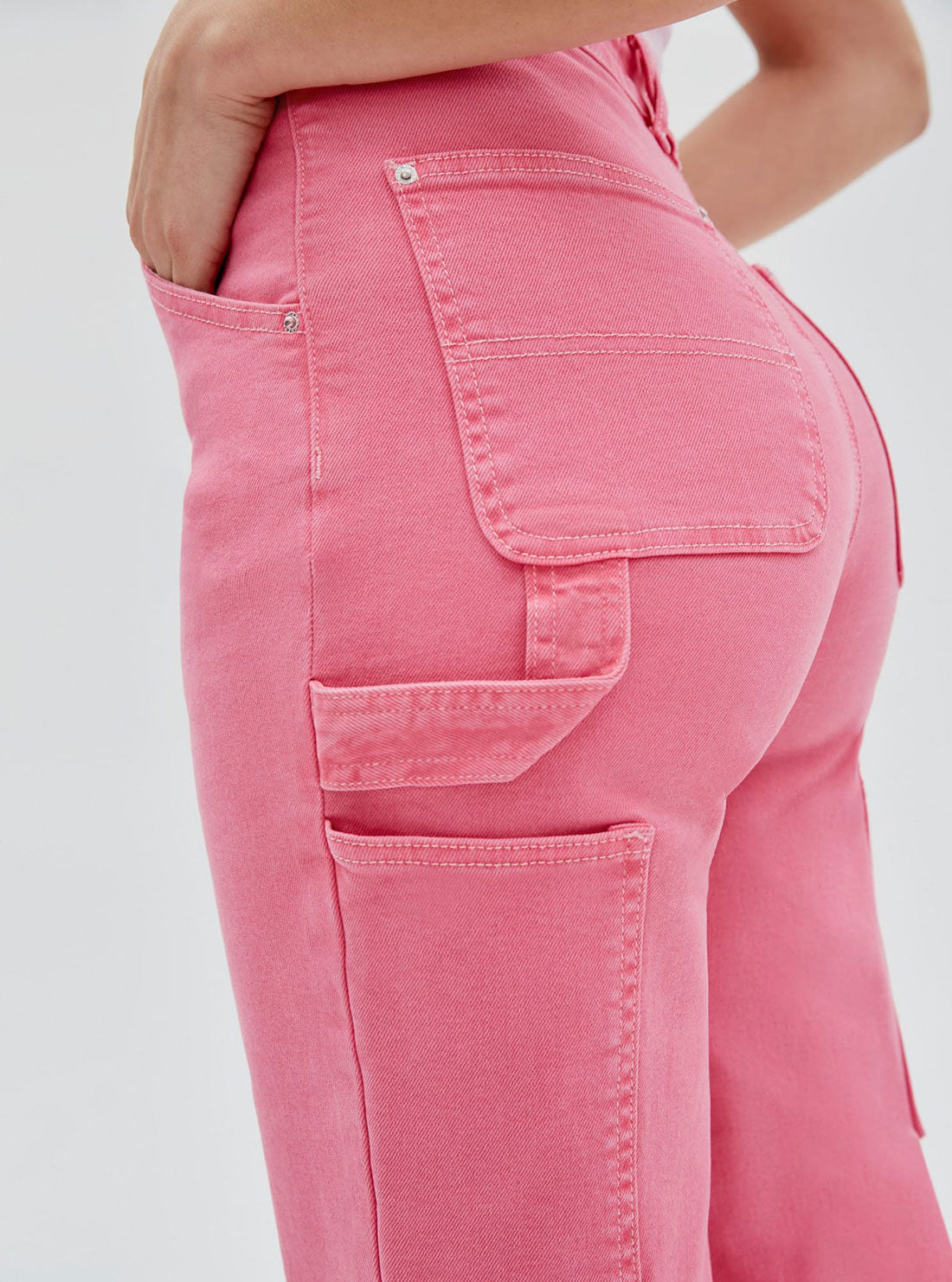 GUESS Womens Guess Originals Pink Rodeo Carpenter Pants W2GG10D4JQ2 Side Detail View