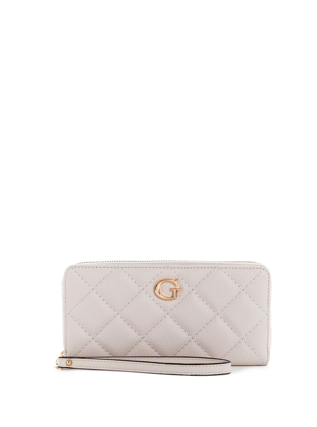 GUESS Womens Cream Quilted Gillian Large Wallet QG839446 Front View