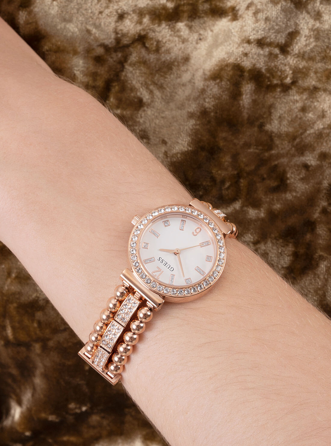 Rose Gold Beaded Glitz Gala Watch