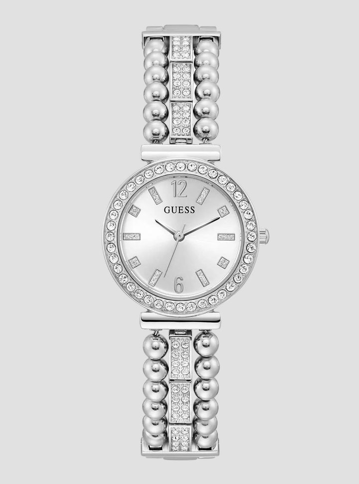 GUESS Womens Silver Beaded Glitz Gala Watch GW0401L1 Front View