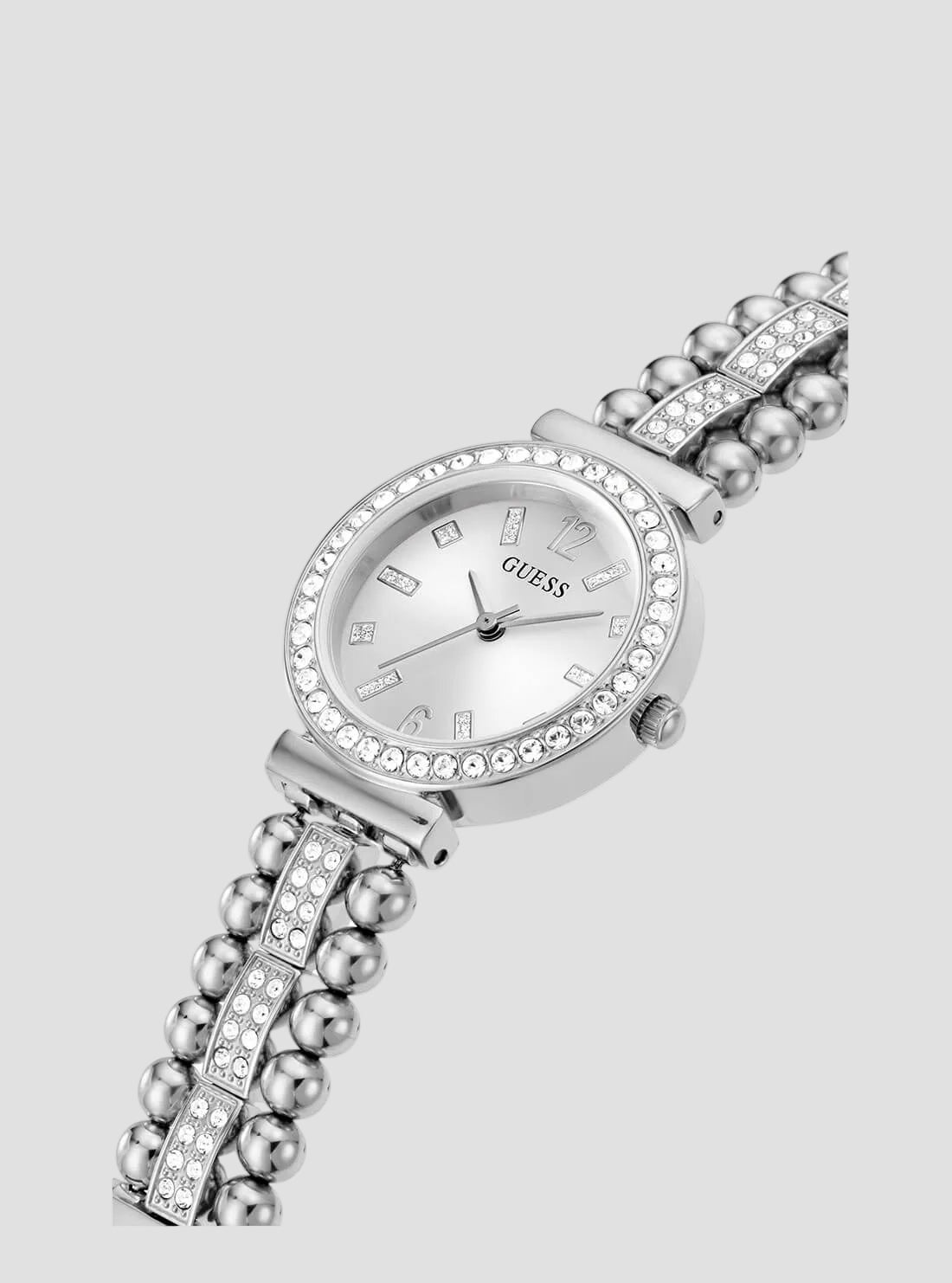 GUESS Womens Silver Beaded Glitz Gala Watch GW0401L1 Side View