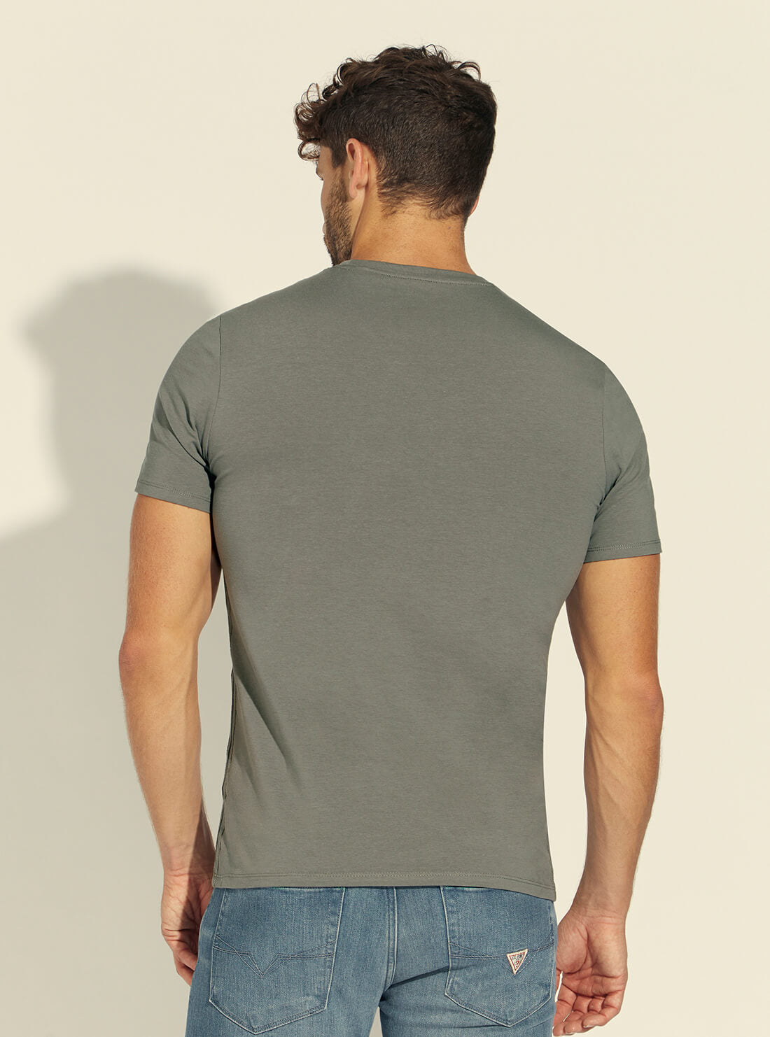 GUESS Mens Grey Dripping Logo T-Shirt M1BI37J1311 Back View