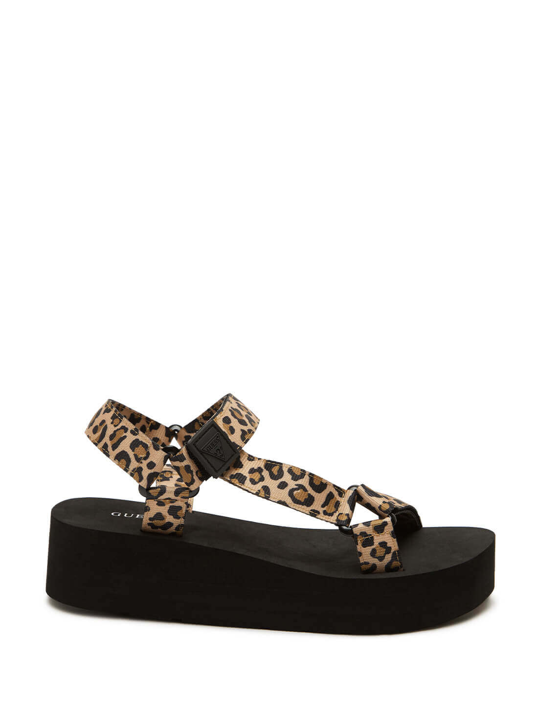 GUESS Womens  Leopard Print Platform Avin Sandals AVIN2-A Side View