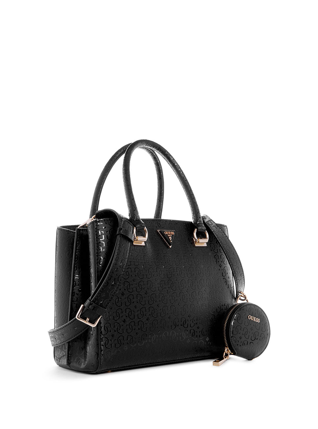 GUESS Women's Black Alexie Girlfriend Satchel GG841606 Front Side View