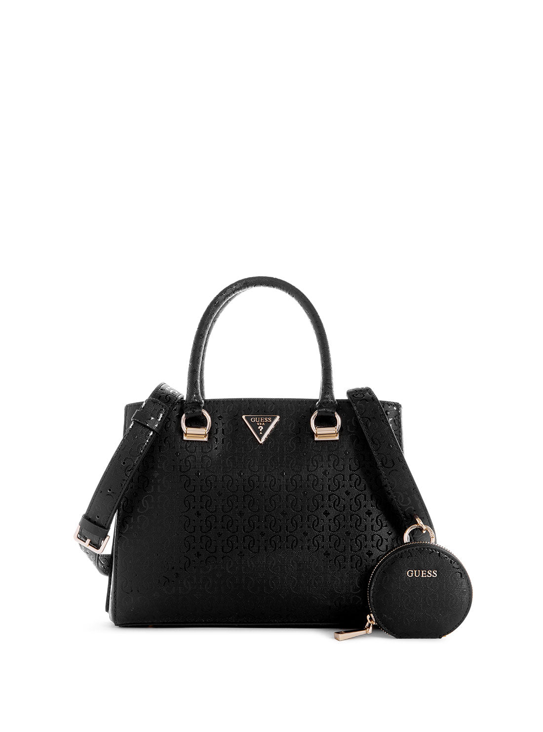 GUESS Women's Black Alexie Girlfriend Satchel GG841606 Front View