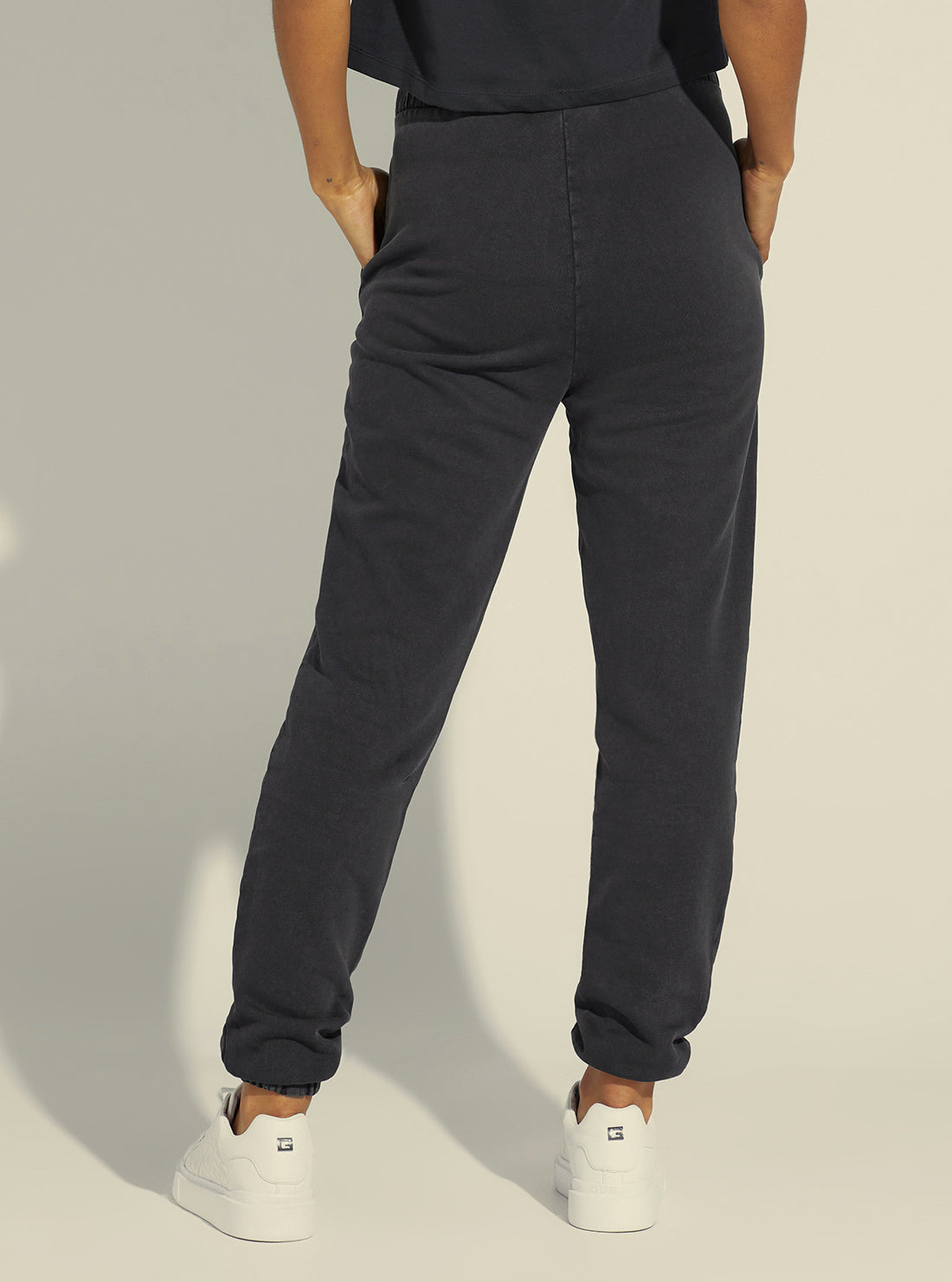 GUESS Women's Black Bryony Active Logo Trackpants V2YB05FL04D Back View
