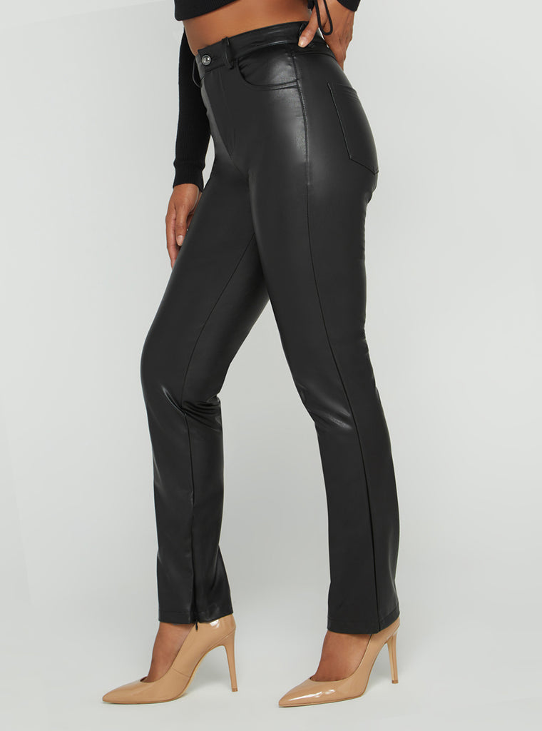 Black Caroline Faux Leather Pants - GUESS