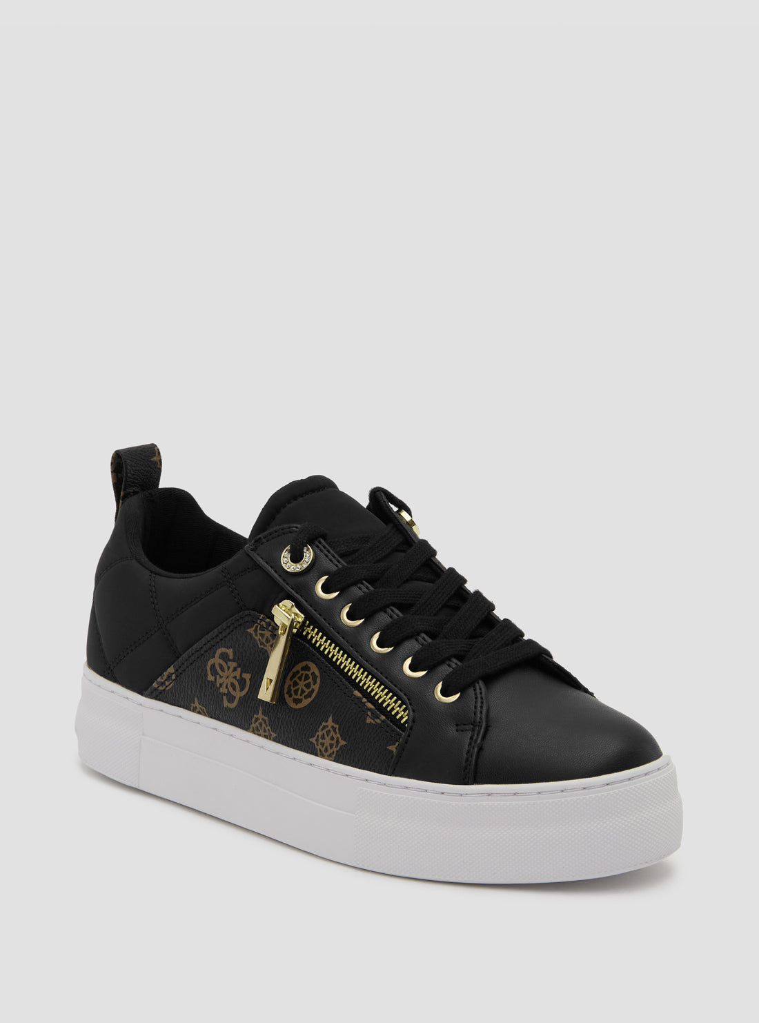 GUESS Women's Black Ganela Low Top Sneakers GANELA Front View