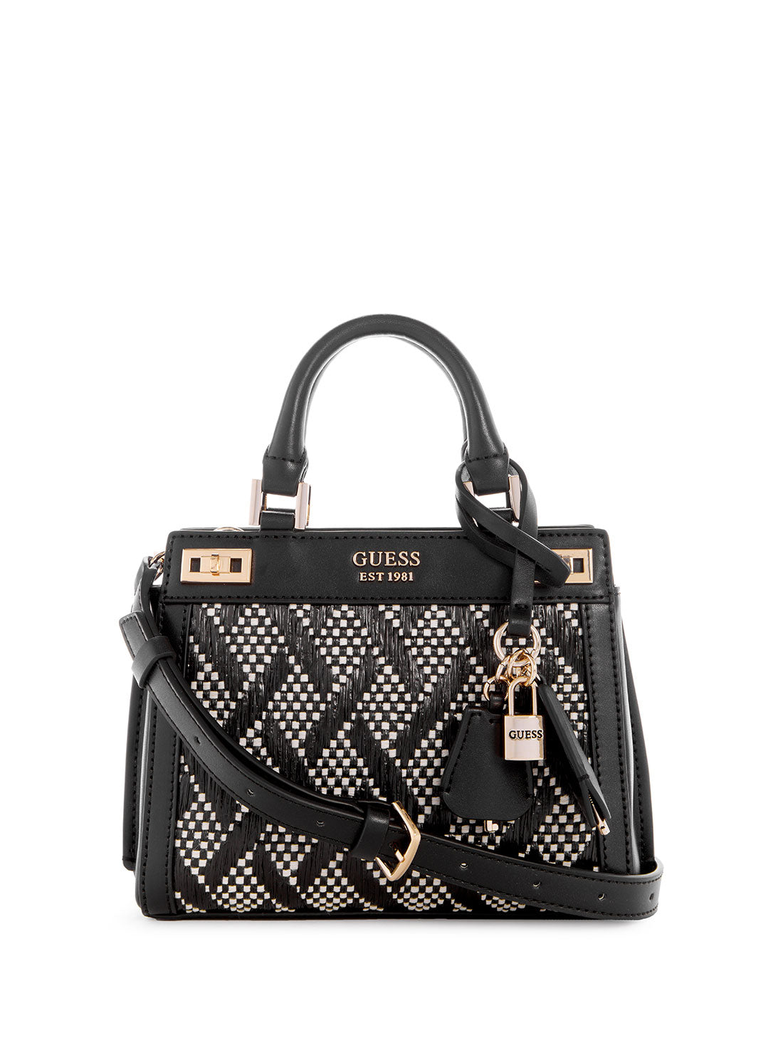 GUESS Women's Black Katey Mini Satchel Bag WR787073 Front View