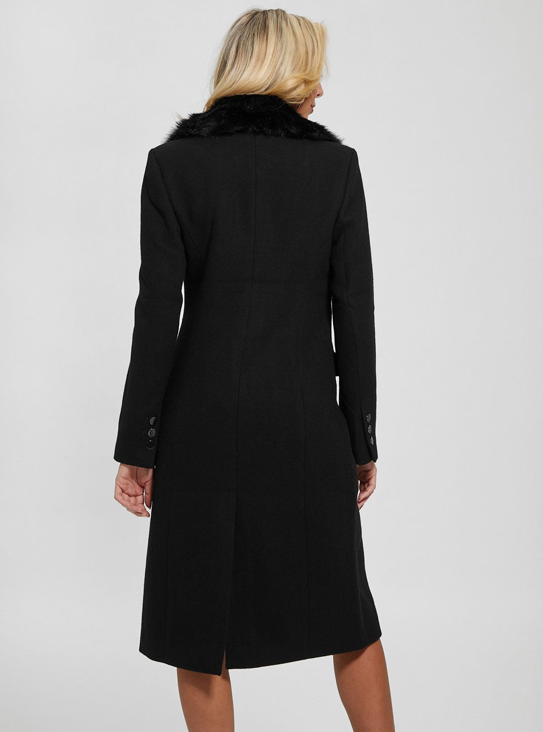 GUESS Women's Black Laurence Coat W2BL53WEWY0 Back View