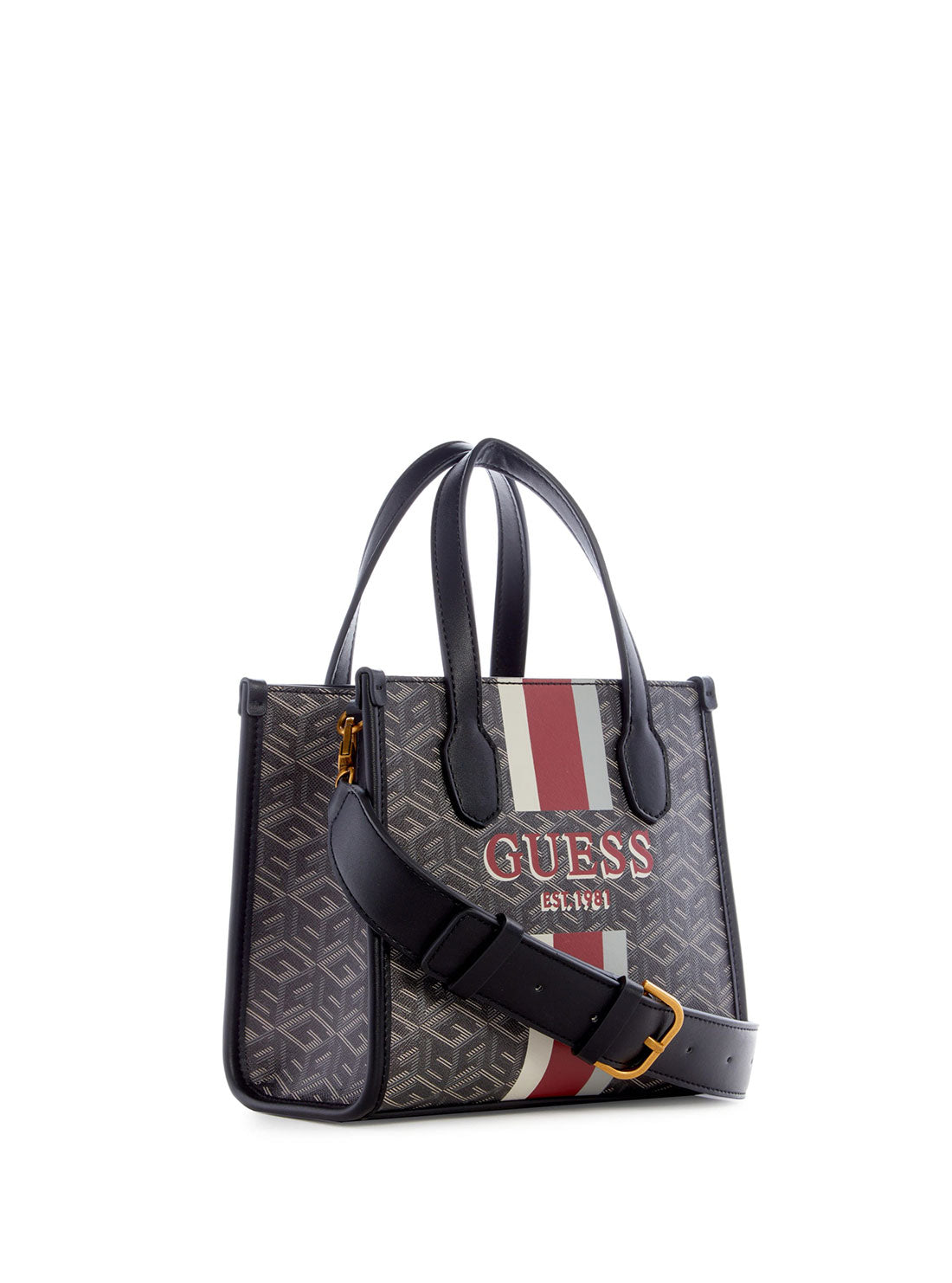 GUESS Women's Black Logo Silvana Mini Tote Bag SC866577 Front Side View