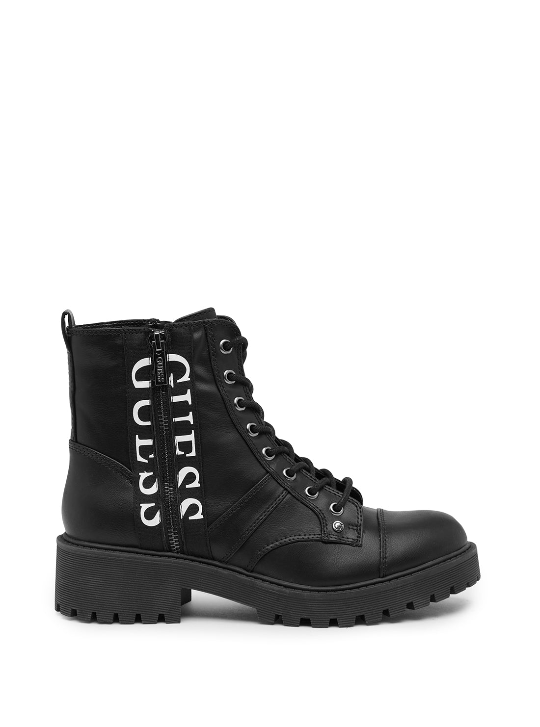 GUESS Women's Black Multi Those Logo Boots THOSE Side View