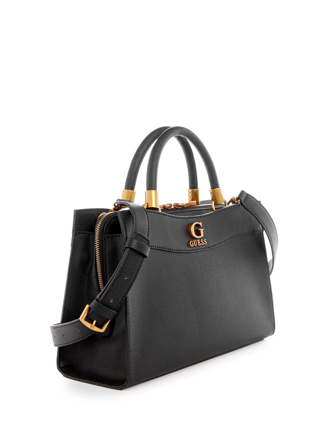 GUESS Women's Black Nell Small Girlfriend Satchel VB867806 Front Side View