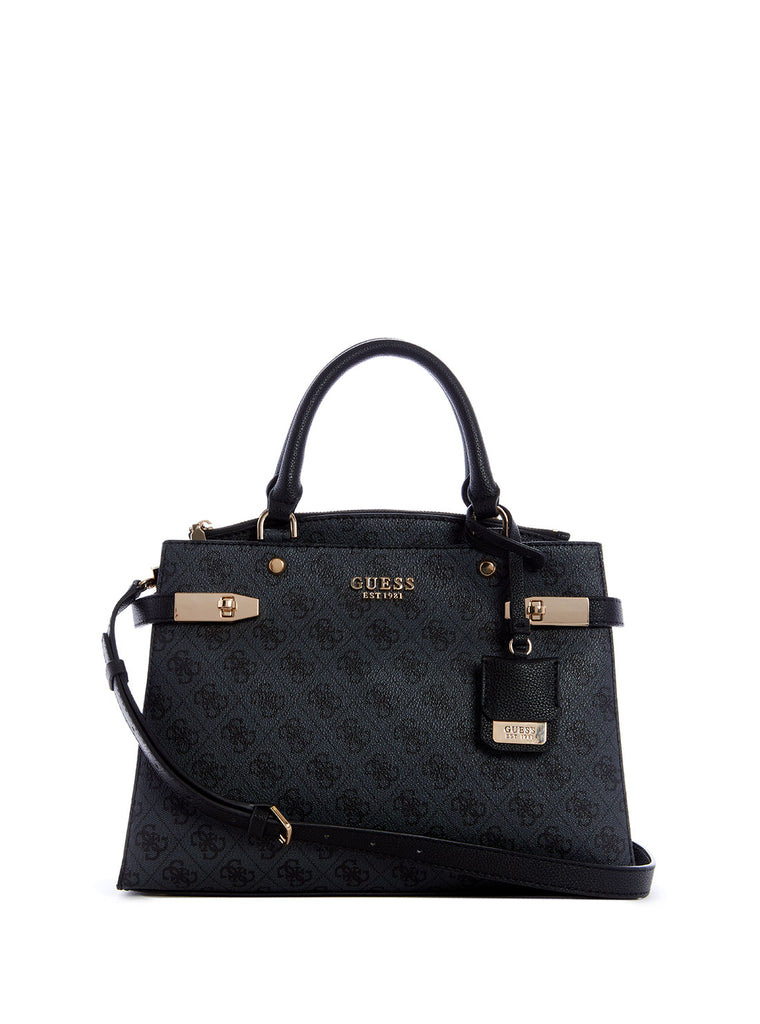 Black Zadie Logo Girlfriend Satchel Bag - GUESS