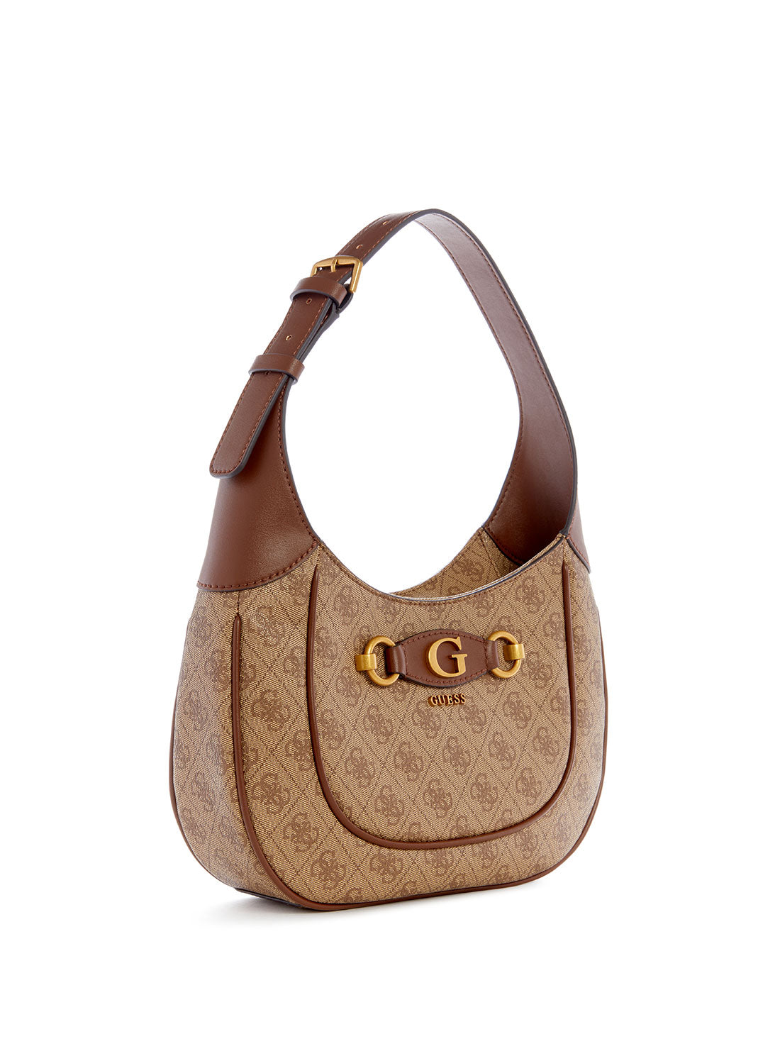 GUESS Women's Brown Logo Izzy Hobo Bag SB865402 Front Side View