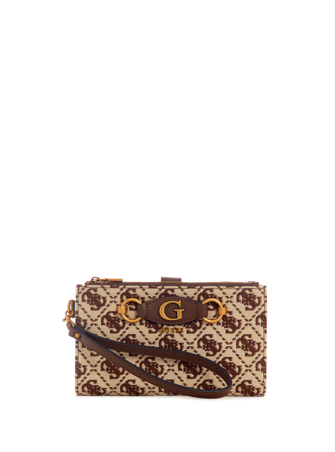 GUESS Women's Brown Logo Izzy Organiser Wallet JB865457 Front View