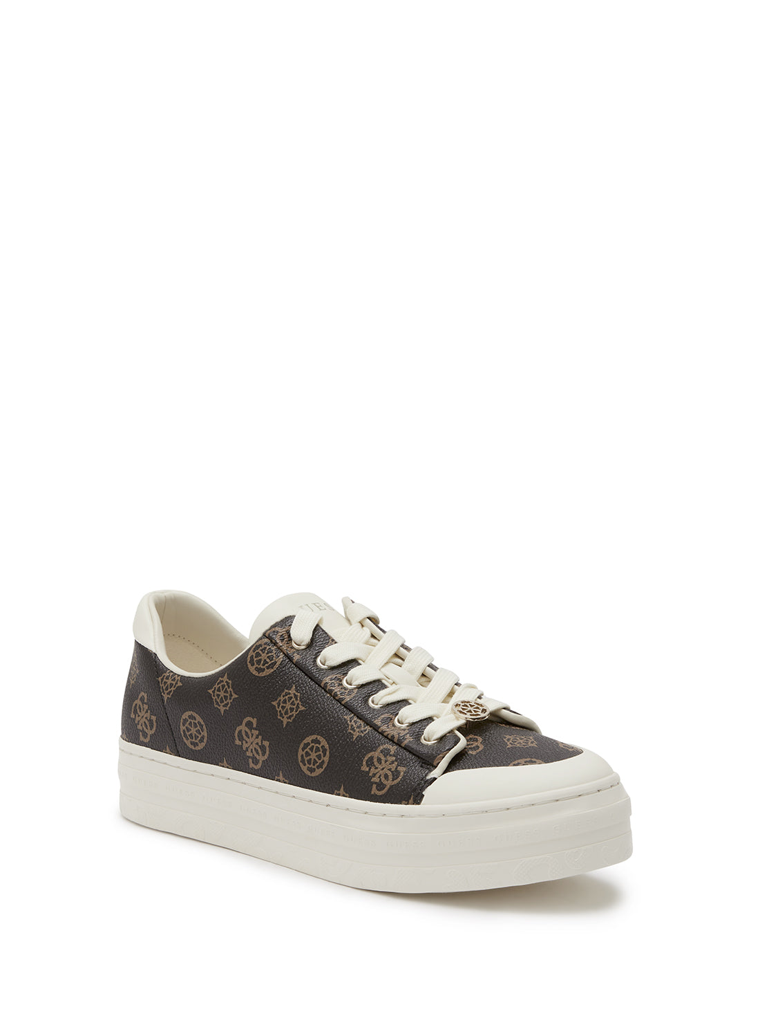 GUESS Women's Brown Lullu Logo Low Top Sneakers LULLU3 Front View