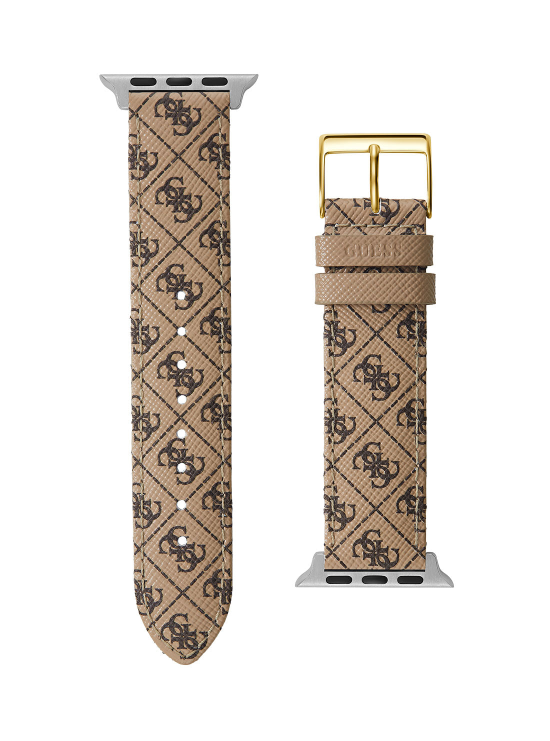 GUESS Women's Brown Quattro G Leather Apple Watch Strap CS2001S1 Back View