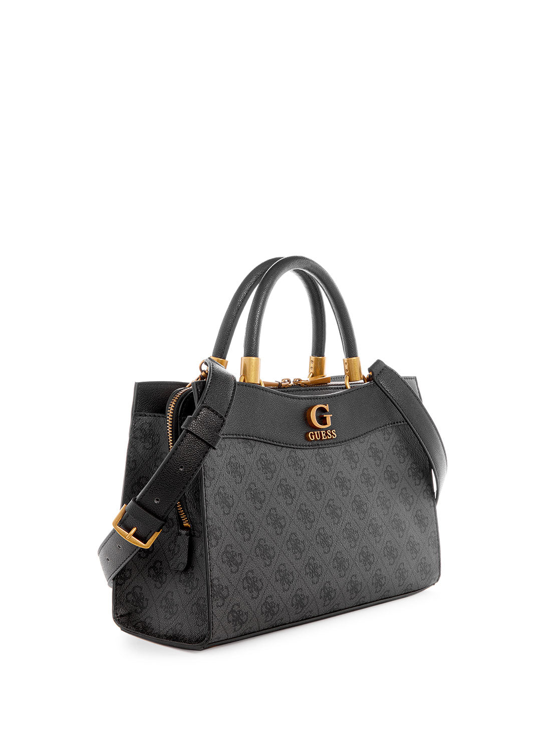 GUESS Women's Coal Logo Nell Small Girlfriend Satchel SB873506 Front Side View