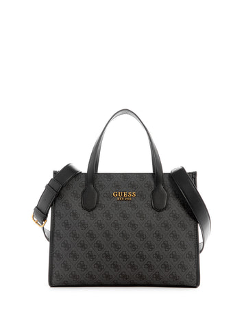 GUESS Women's Coal Logo Silvana Small Tote Bag SB866522 Font View