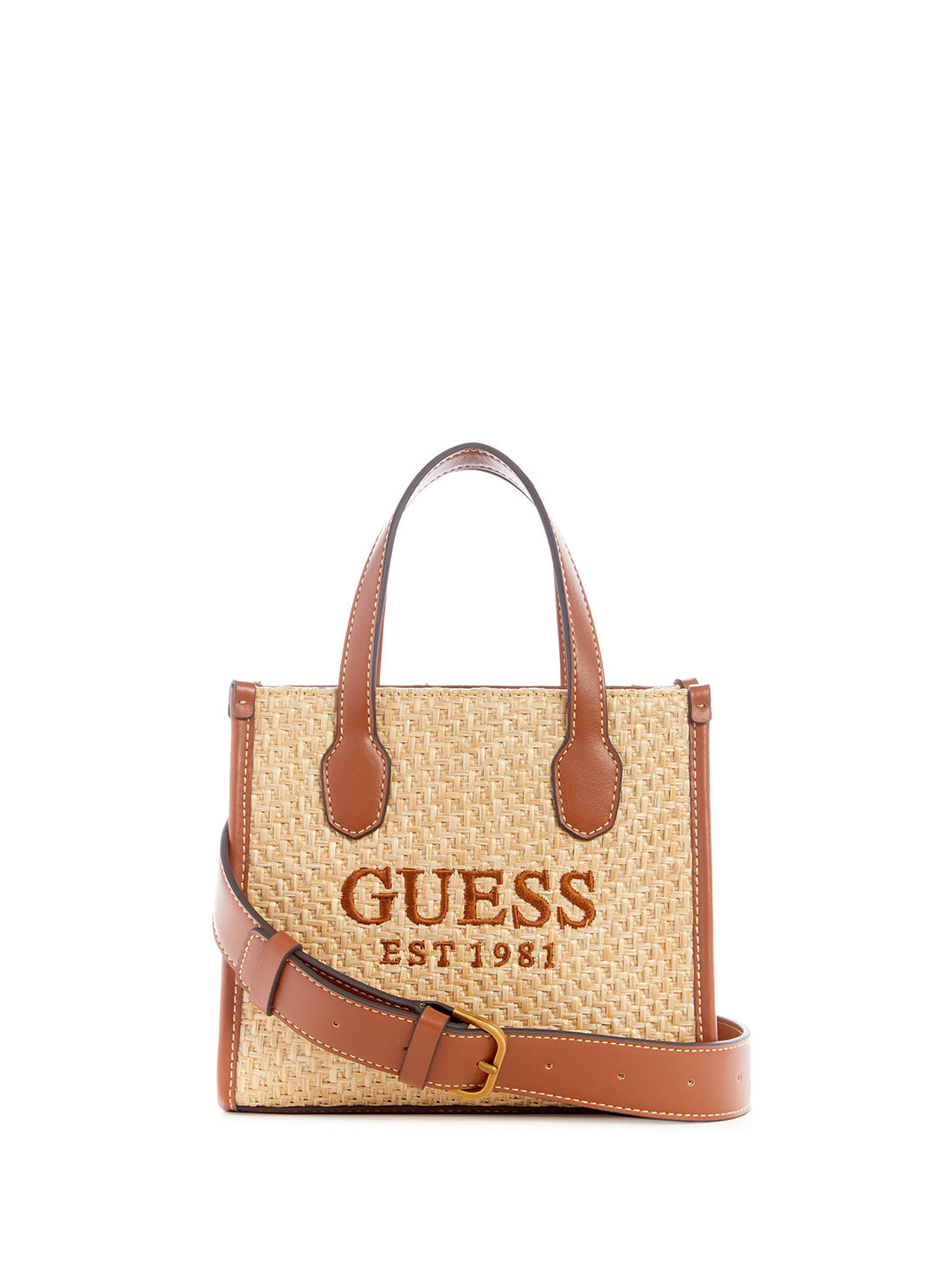 GUESS Women's Cognac Silvana Mini Tote Bag WS866577 Front View