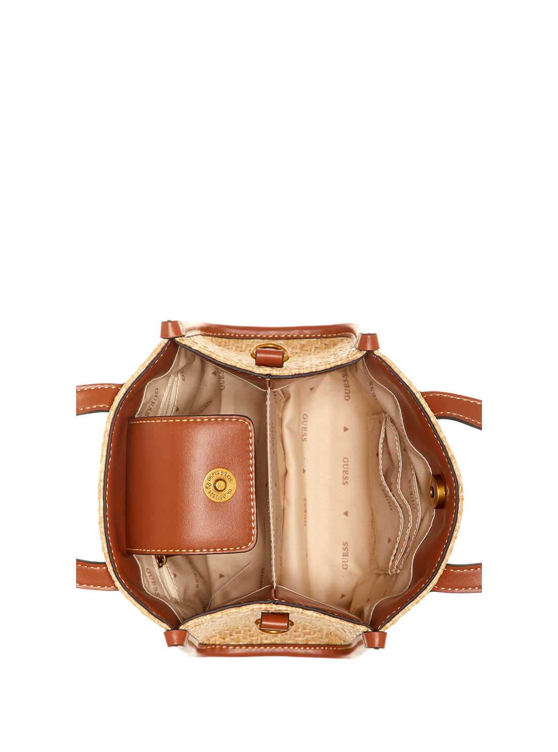 GUESS Women's Cognac Silvana Mini Tote Bag WS866577 Inside View