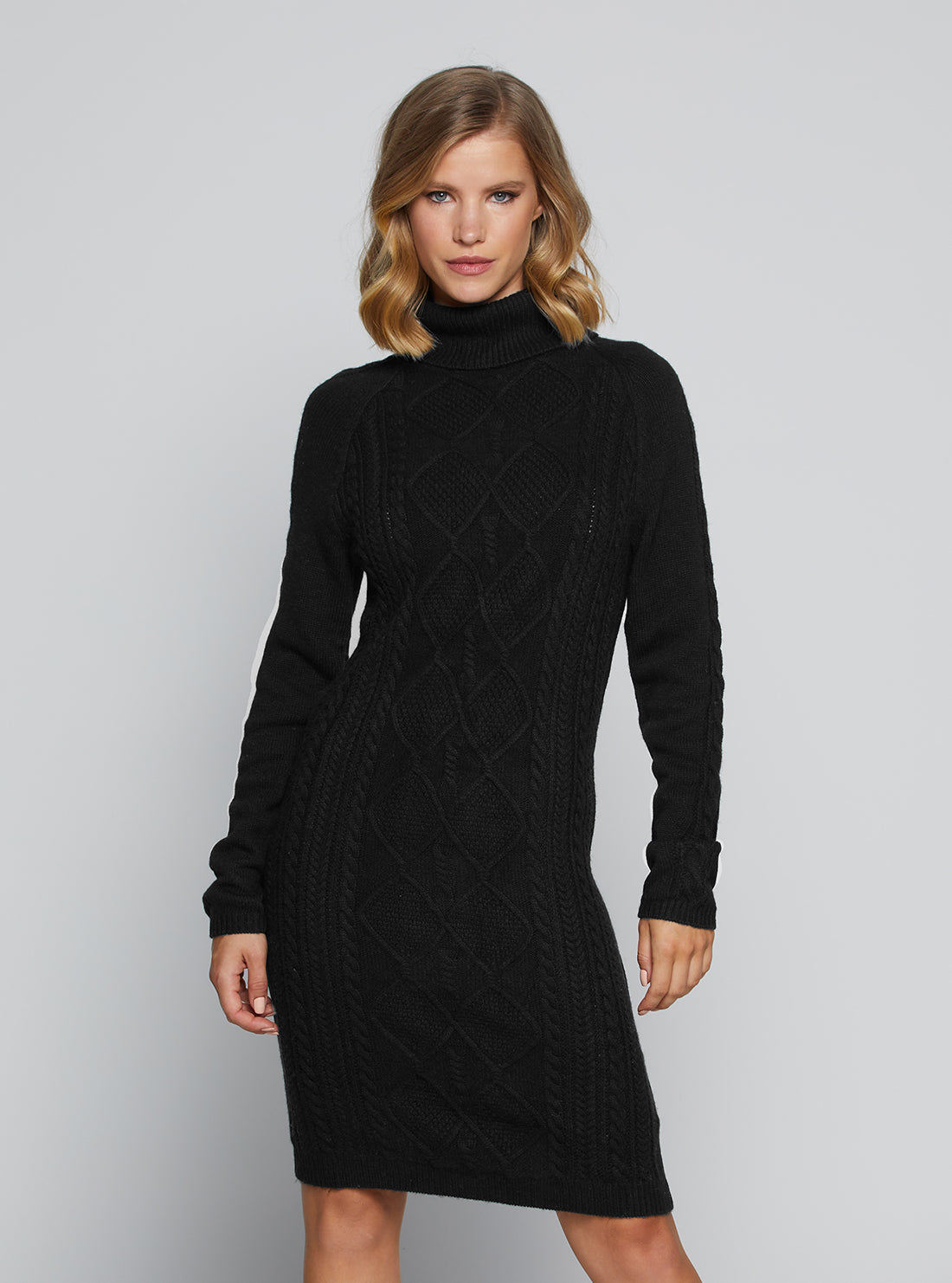 GUESS Women's Eco Black Elisabeth Knit Mini Dress W2BK35Z2WJ0 Front View