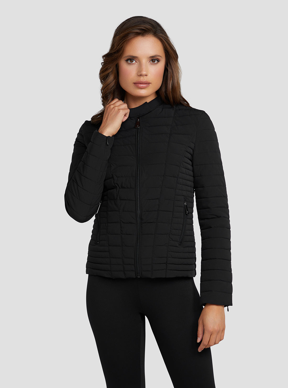 GUESS Women's Eco Black Vona Jacket W2YL1IW6NW2 Close View
