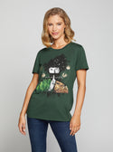 GUESS Women's Eco Green Made Of Stars T-Shirt W2BI31K9SN1 Front View