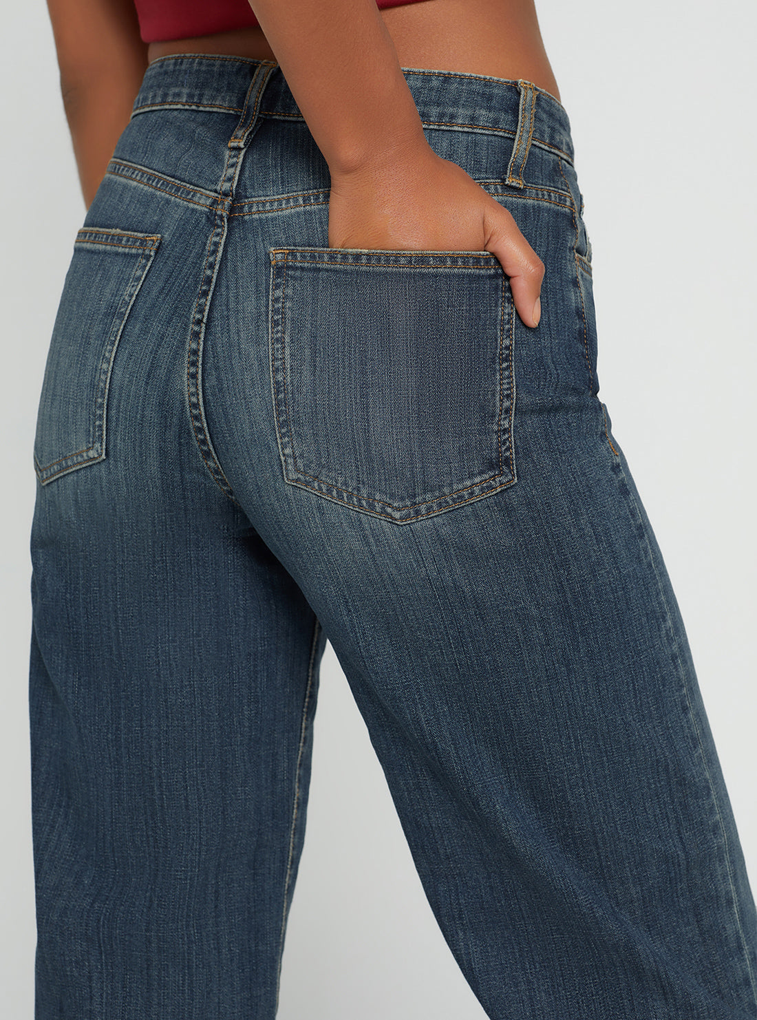 Eco High Rise 90s Boyfriend Denim Jeans In Waterton Blue Wash GUESS