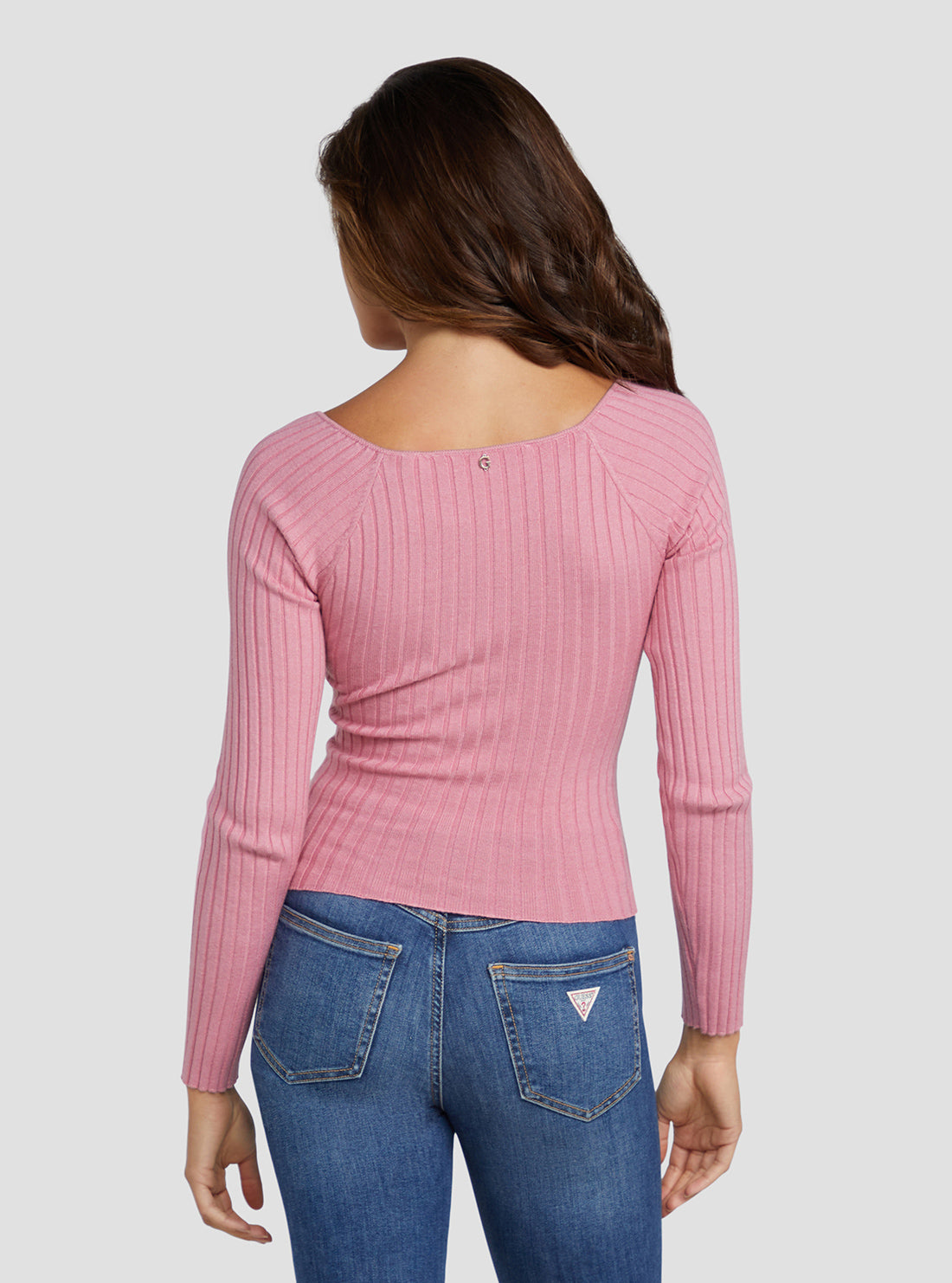 GUESS Women's Eco Think Pink Sabine Knit Top W3RR37Z2V42 Back View