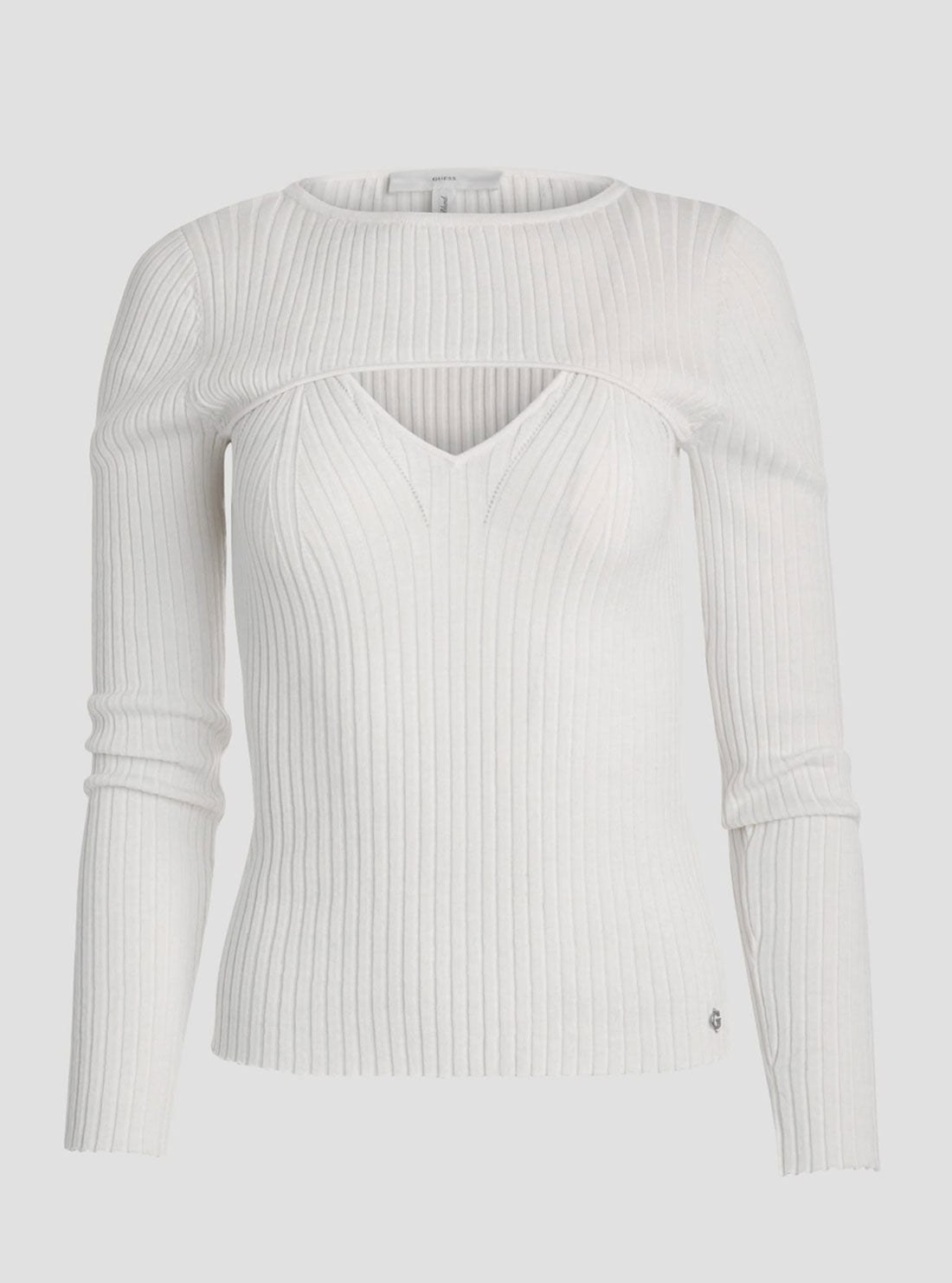 GUESS Women's Eco White Marion Knit Top W3RR32Z30L1 Ghost View