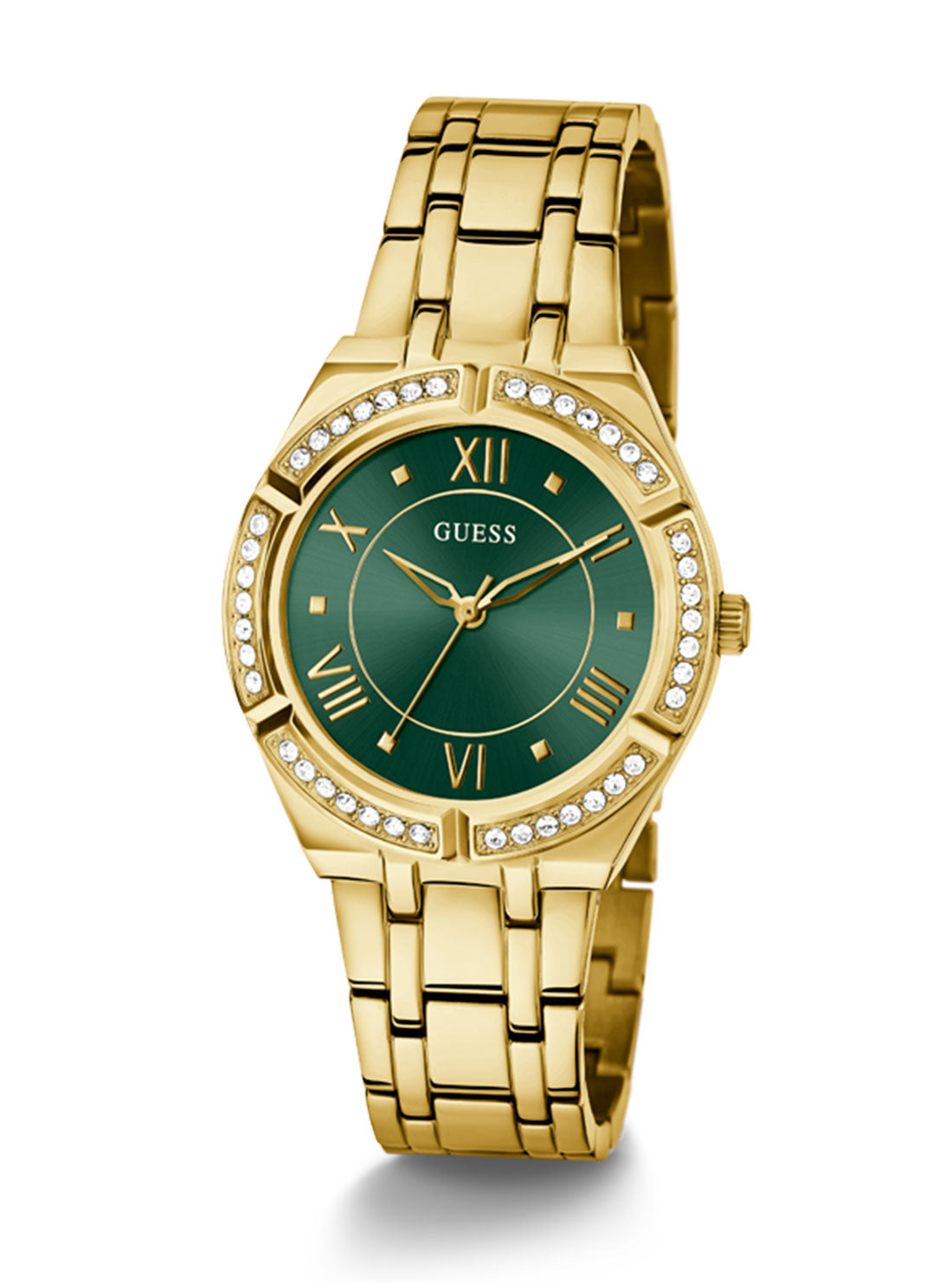 GUESS Women's Gold Cosmo Green Crystal Watch GW0033L8 Full View