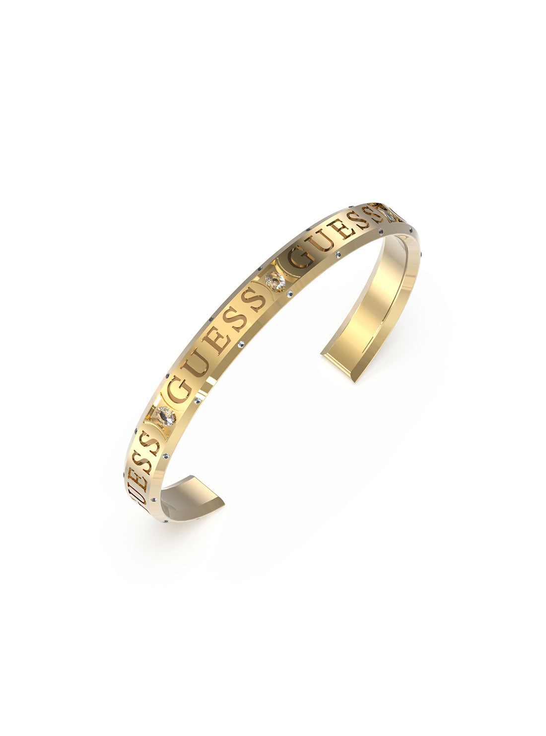 GUESS Women's Gold Crystal Logo Bangle JUBB03115JWYGL Front View