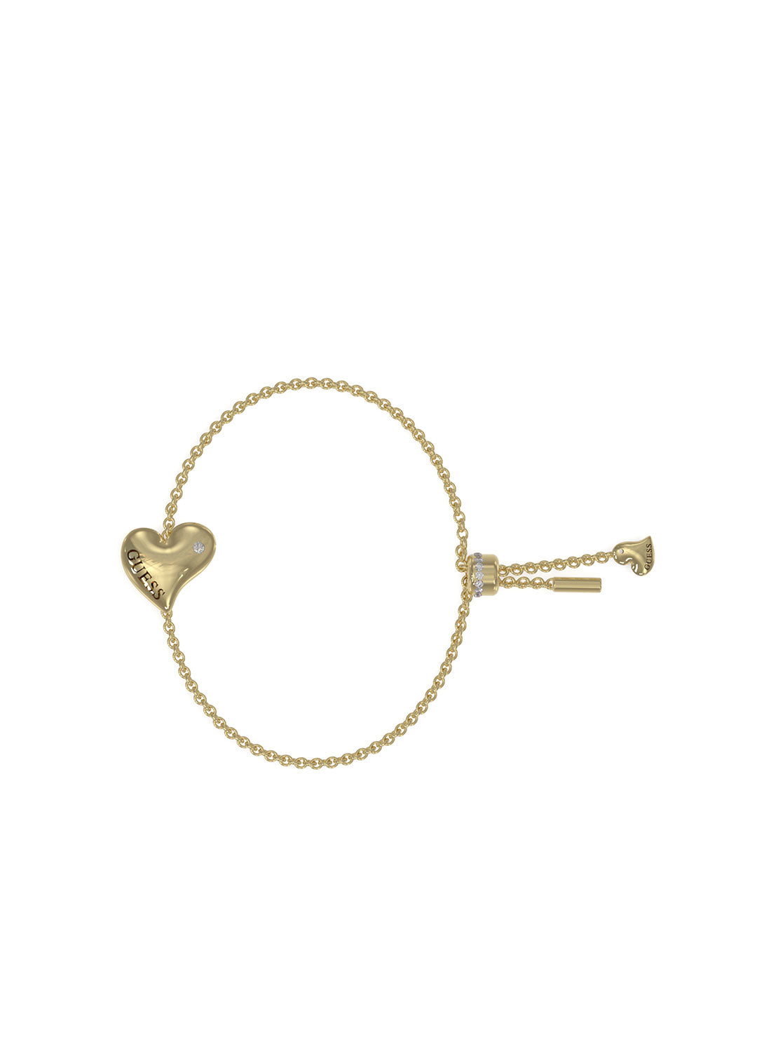 GUESS Women's Gold Fluid Hearts Logo Bracelet UBB02309JWRH Front View