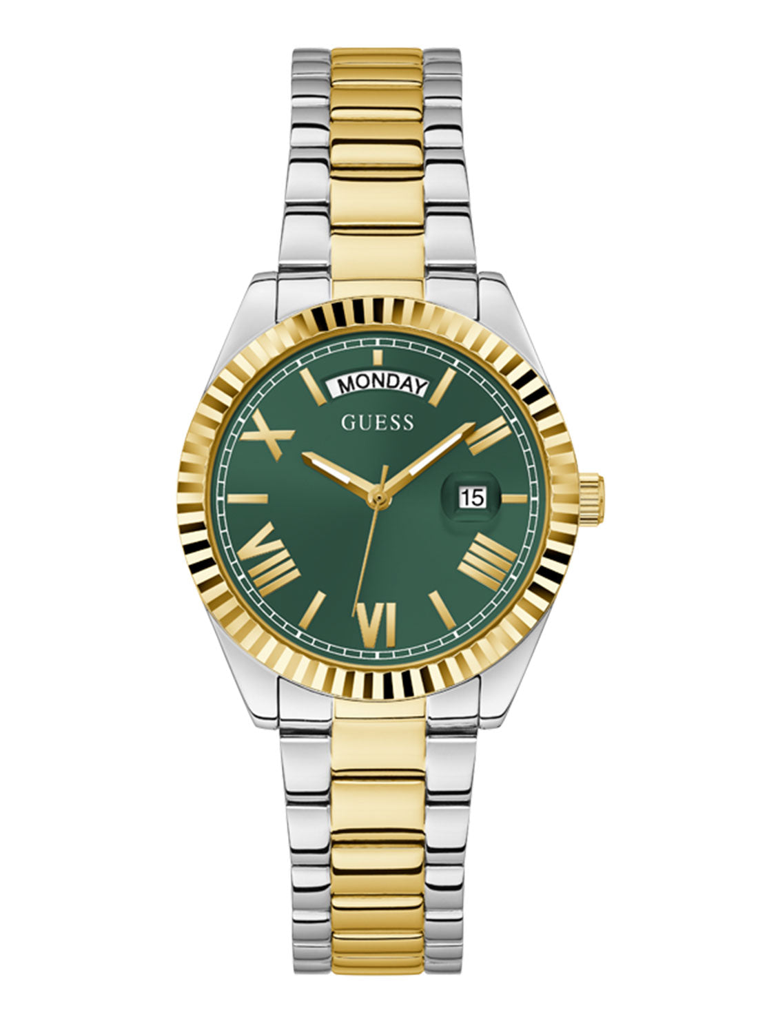 GUESS Women's Gold Luna Green Watch GW0308L5 Front View