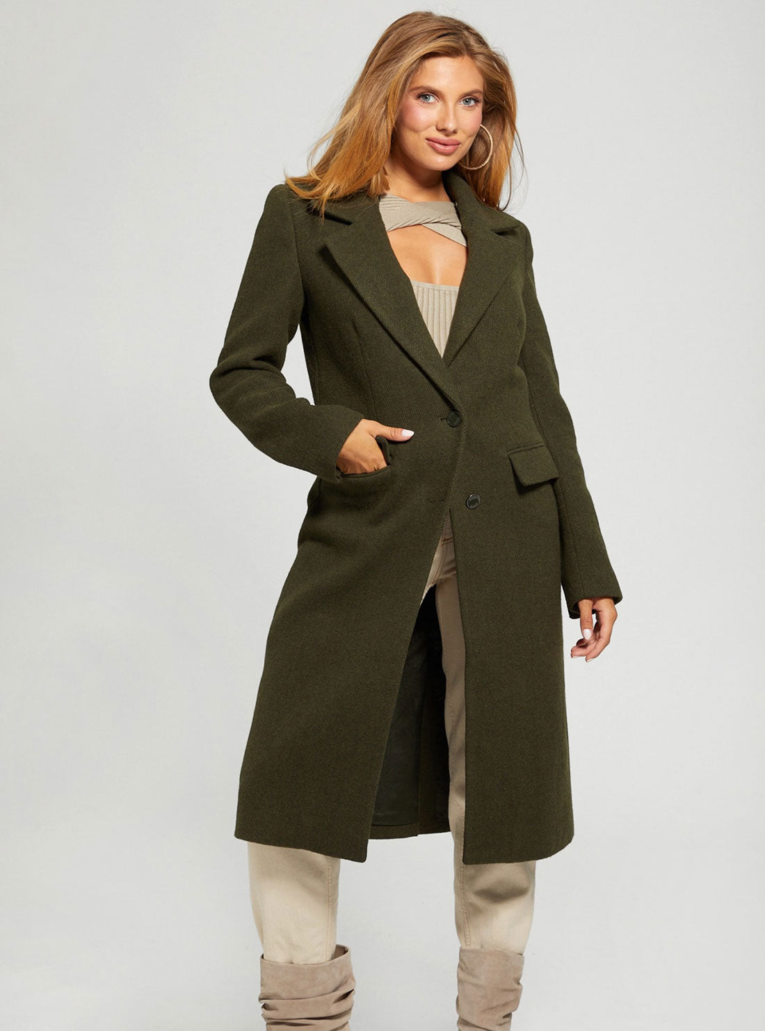 GUESS Women's Green Multi Laurence Coat W2BL53WEWY0 Pose View