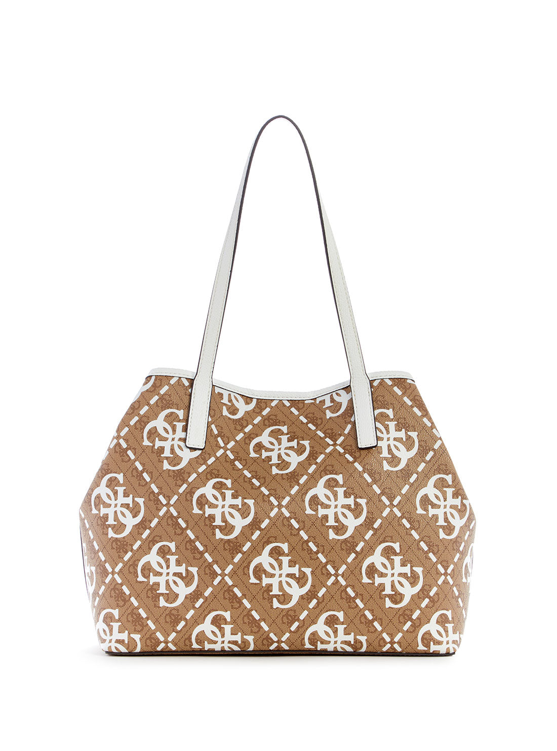 GUESS Women's Latte White Logo Vikky Tote Bag OQ699523 Back View