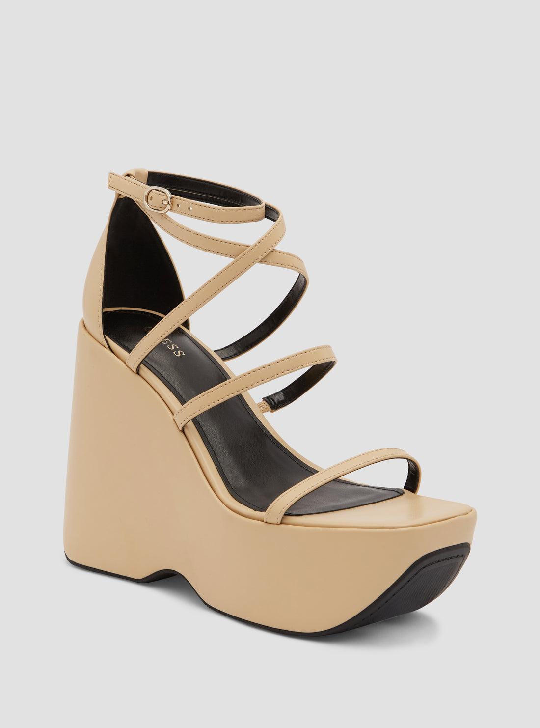 GUESS Women's Nude Angelli Platform Heels ANGELLI Front View