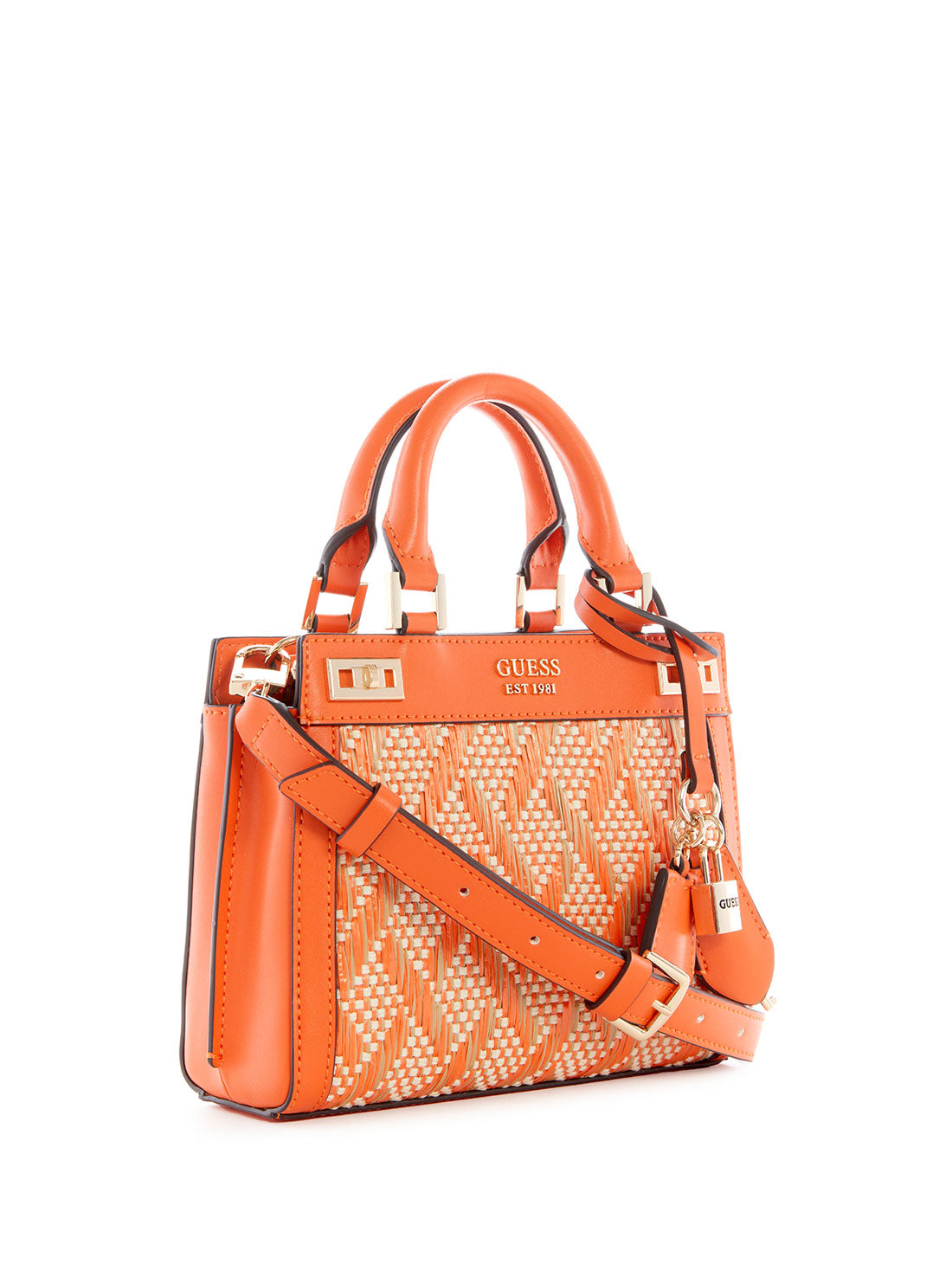 GUESS Women's Orange Katey Mini Satchel Bag WR787073 Front Side View