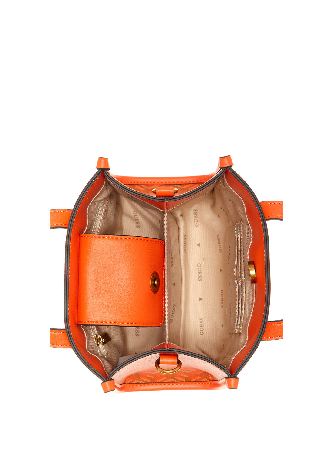 GUESS Women's Orange Logo Silvana Mini Tote Bag SC866577 Inside View