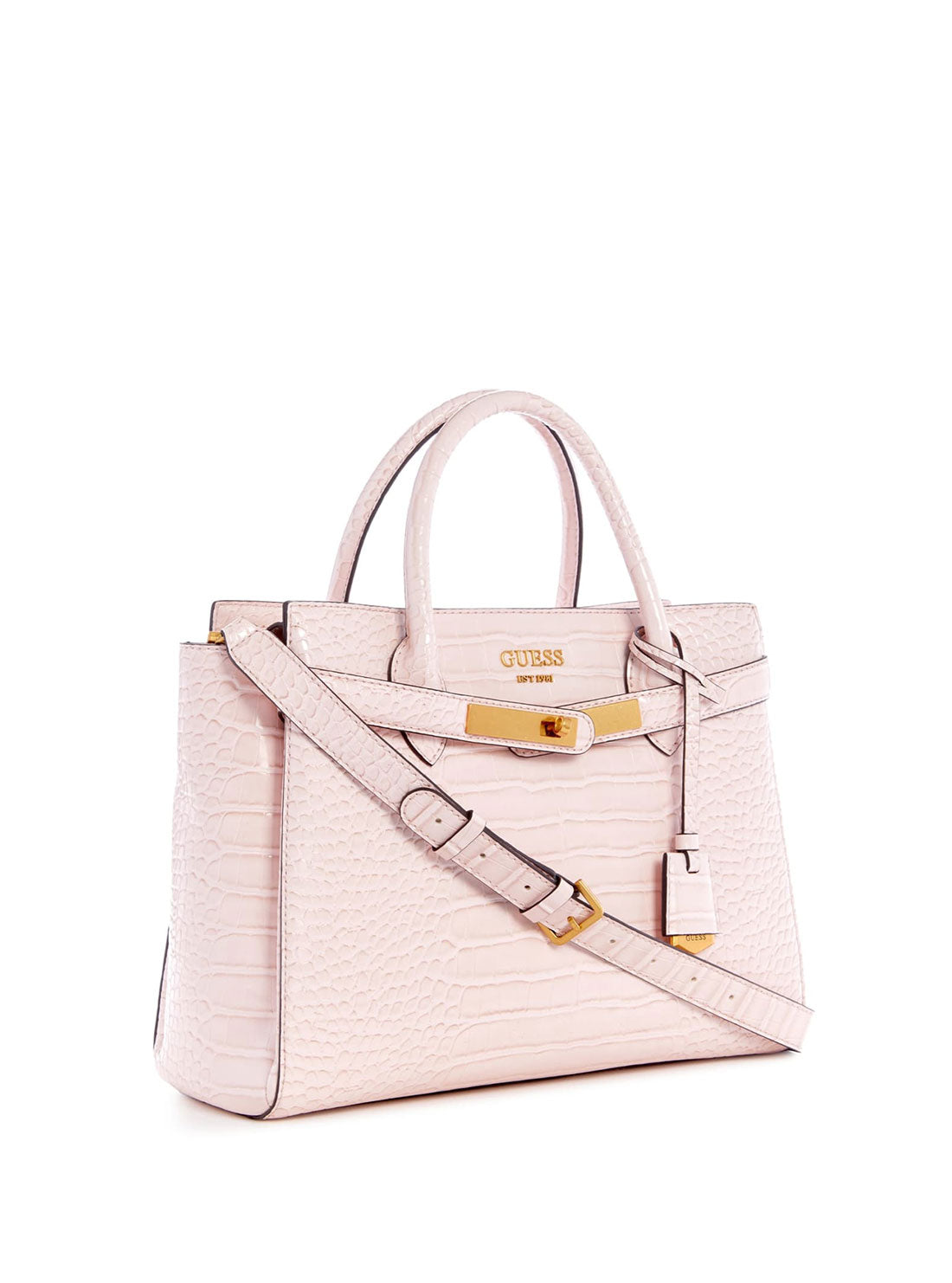 GUESS Women's Pale Rose Enisa High Society Satchel CX842106 Angle View