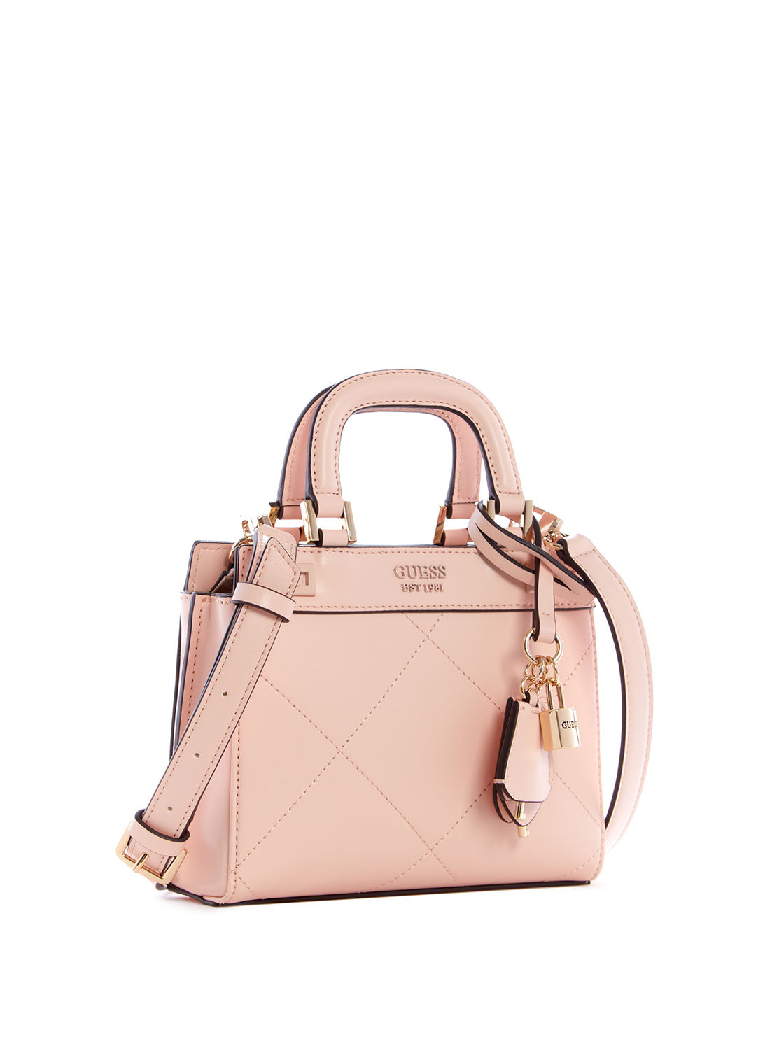 GUESS Women's Pink Katey Mini Satchel Bag QP787076 Front Side View