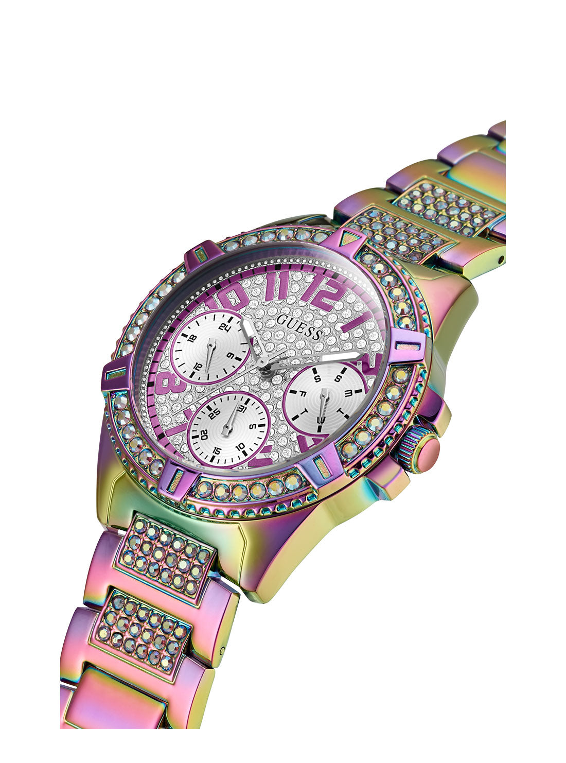 GUESS Women's Purple Lady Frontier Crystal Watch GW0044L1 Angle View